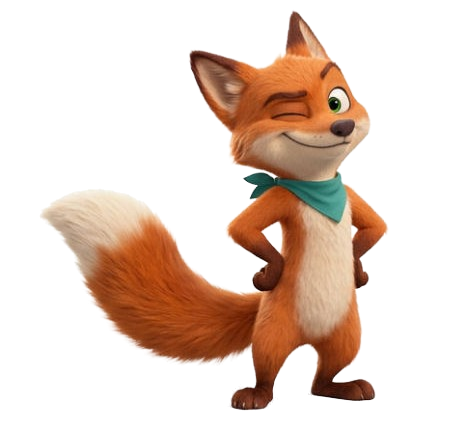 Sly the fox, hands on hips, giving a knowing wink