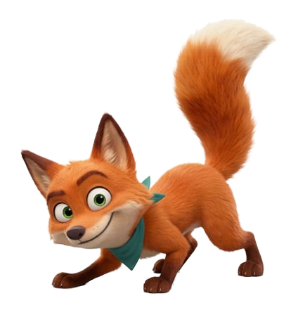 Sly the fox on all fours, nose down, on the scent of something
